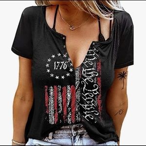 We The People 1776 T Shirt American Flag Patriotic Tee Tops for Women 4th